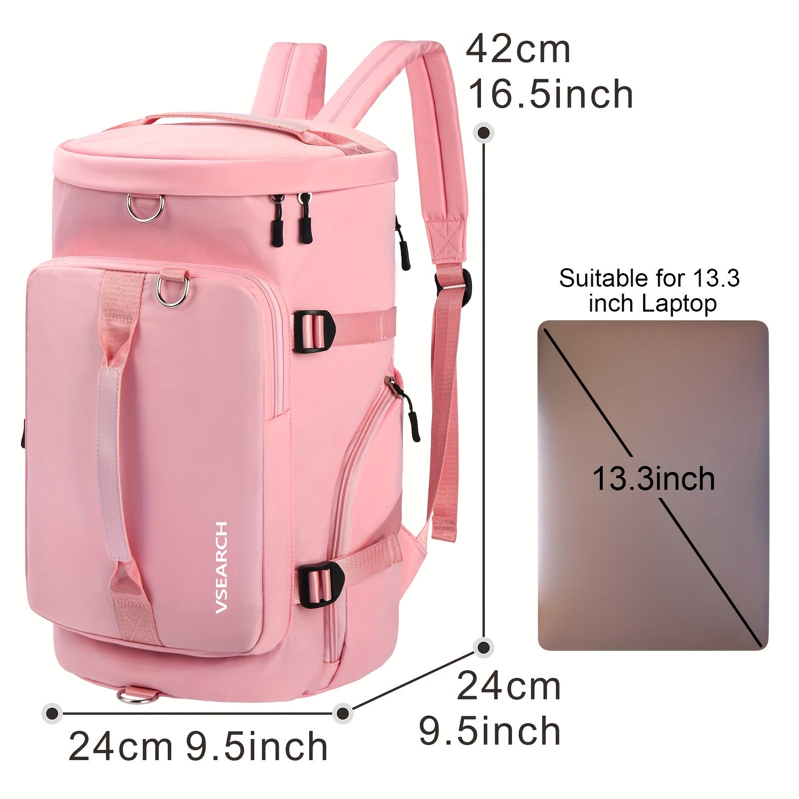 Hiking Travel Bag, Gym Bag, Sports Duffle Backpack with Shoes Compartment, Overnight Travel Weekender Bag Carry On Backpack with Side Zippered Dry Wet Separated Bag